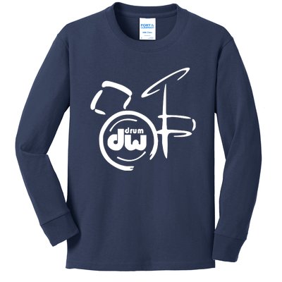 DW Drum Music Instrument Logo Kids Long Sleeve Shirt