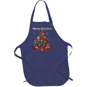 Dachshund Dogs Merry Christmas Tree Funny Dog Lovers Xmas Full-Length Apron With Pockets