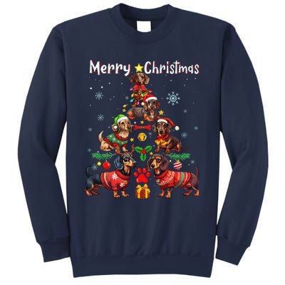 Dachshund Dogs Merry Christmas Tree Funny Dog Lovers Xmas Sweatshirt