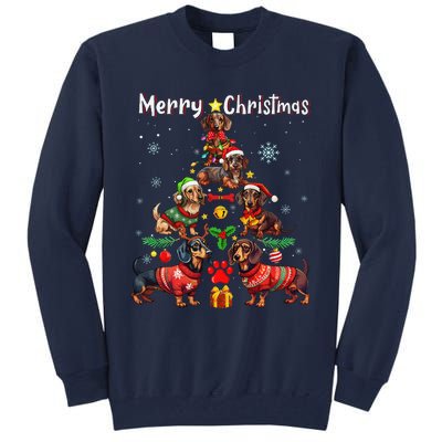 Dachshund Dogs Merry Christmas Tree Funny Dog Lovers Xmas Tall Sweatshirt