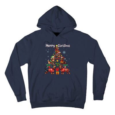 Dachshund Dogs Merry Christmas Tree Funny Dog Lovers Xmas Tall Hoodie