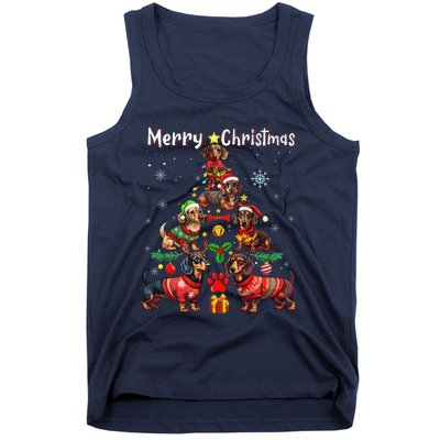 Dachshund Dogs Merry Christmas Tree Funny Dog Lovers Xmas Tank Top