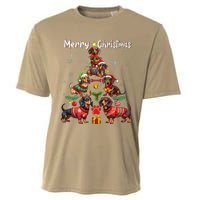 Dachshund Dogs Merry Christmas Tree Funny Dog Lovers Xmas Cooling Performance Crew T-Shirt