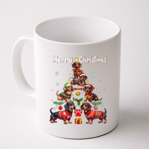 Dachshund Dogs Merry Christmas Tree Funny Dog Lovers Xmas Coffee Mug