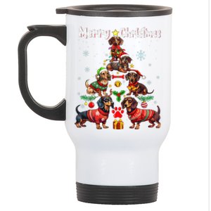 Dachshund Dogs Merry Christmas Tree Funny Dog Lovers Xmas Stainless Steel Travel Mug