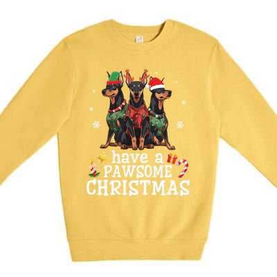 Dober Dogs Merry Mother Father Have A Pawsome Christmas Gift Premium Crewneck Sweatshirt