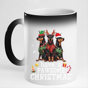 Dober Dogs Merry Mother Father Have A Pawsome Christmas Gift 11oz Black Color Changing Mug