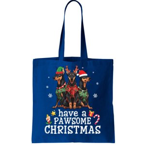 Dober Dogs Merry Mother Father Have A Pawsome Christmas Gift Tote Bag