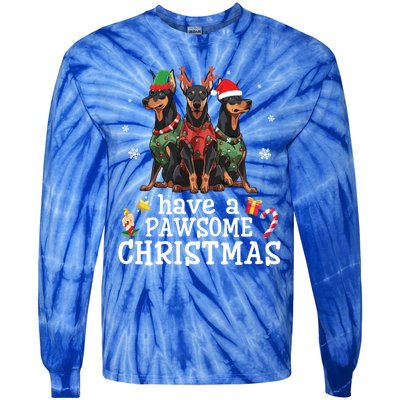 Dober Dogs Merry Mother Father Have A Pawsome Christmas Gift Tie-Dye Long Sleeve Shirt