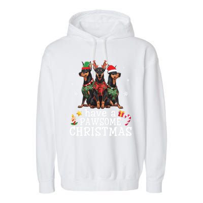 Dober Dogs Merry Mother Father Have A Pawsome Christmas Gift Garment-Dyed Fleece Hoodie