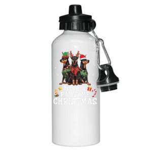 Dober Dogs Merry Mother Father Have A Pawsome Christmas Gift Aluminum Water Bottle