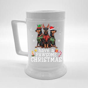 Dober Dogs Merry Mother Father Have A Pawsome Christmas Gift Beer Stein