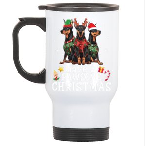 Dober Dogs Merry Mother Father Have A Pawsome Christmas Gift Stainless Steel Travel Mug