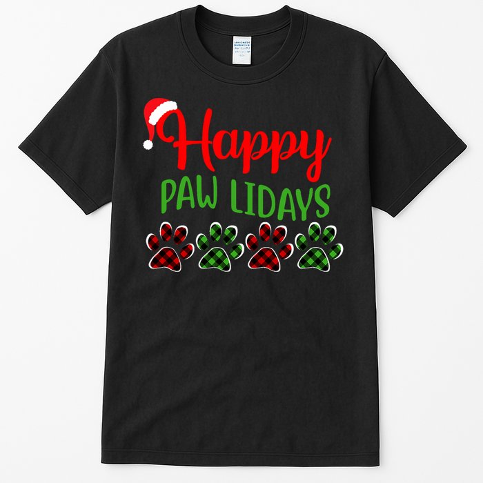 Dog Dad Mom Happy Pawlidays Merry Christmas Holidays Tall T-Shirt