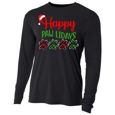 Dog Dad Mom Happy Pawlidays Merry Christmas Holidays Cooling Performance Long Sleeve Crew