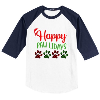 Dog Dad Mom Happy Pawlidays Merry Christmas Holidays Baseball Sleeve Shirt