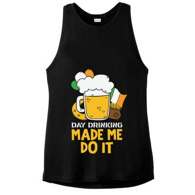 Day Drinking Made Me Do It St Patricks Day Ladies PosiCharge Tri-Blend Wicking Tank