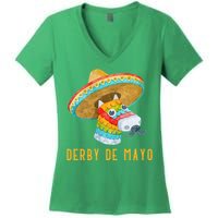 Derby de Mayo Kentucky Horse Race Mexico Pinata Mexican Women's V-Neck T-Shirt