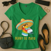 Derby de Mayo Kentucky Horse Race Mexico Pinata Mexican Women's V-Neck T-Shirt