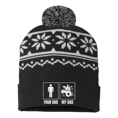 Drummer Dad My Dad Is A Drummer USA-Made Snowflake Beanie