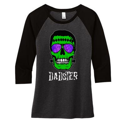 Dadster Dad Monster Halloween Costume Daddy Father Women's Tri-Blend 3/4-Sleeve Raglan Shirt