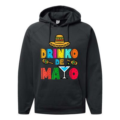 Drinko De Mayo Funny Cinco De Mayo Mexican Fiesta Performance Fleece Hoodie