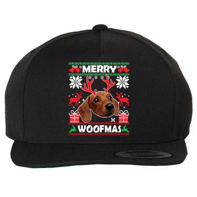 Dachshund Dog Merry Woofmas Christmas Dog Lover Ugly Sweater Gift Wool Snapback Cap