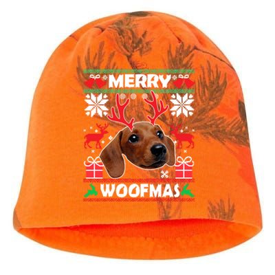 Dachshund Dog Merry Woofmas Christmas Dog Lover Ugly Sweater Gift Kati - Camo Knit Beanie