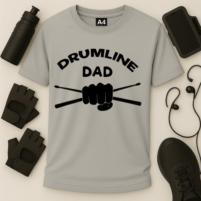 Drumline Dad Music Marching Band Support Drumsticks Cooling Performance Crew T-Shirt