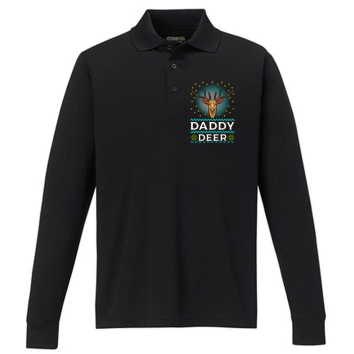 Daddy Deer Matching Family Christmas Funny Gift Performance Long Sleeve Polo