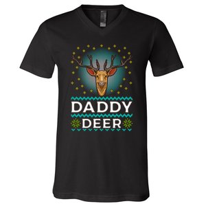 Daddy Deer Matching Family Christmas Funny Gift V-Neck T-Shirt