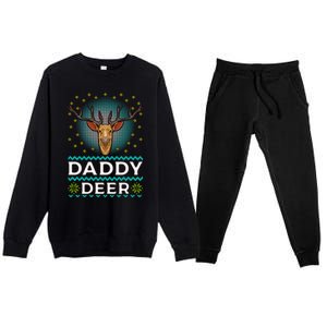 Daddy Deer Matching Family Christmas Funny Gift Premium Crewneck Sweatsuit Set