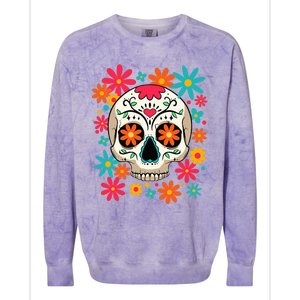 Dia De Muertos Day of The Dead Floral Sugar Skull Colorblast Crewneck Sweatshirt