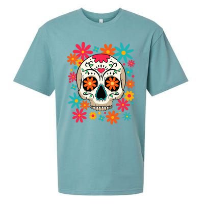 Dia De Muertos Day of The Dead Floral Sugar Skull Sueded Cloud Jersey T-Shirt