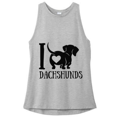 Dachshund Dad Mom Owner Lover Dog Paws Weiner I Love Dachs Ladies PosiCharge Tri-Blend Wicking Tank