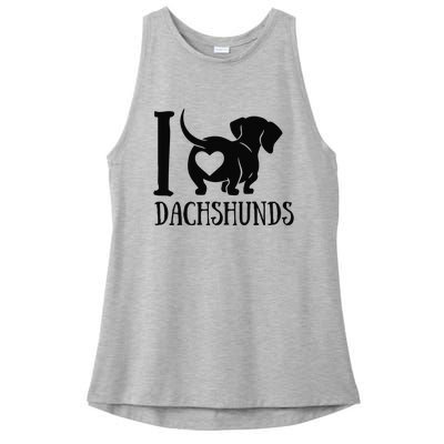 Dachshund Dad Mom Owner Lover Dog Paws Weiner I Love Dachs Ladies PosiCharge Tri-Blend Wicking Tank