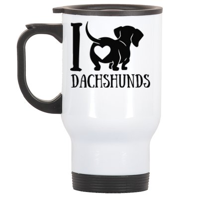 Dachshund Dad Mom Owner Lover Dog Paws Weiner I Love Dachs Stainless Steel Travel Mug