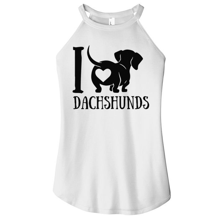 Dachshund Dad Mom Owner Lover Dog Paws Weiner I Love Dachs Women's Perfect Tri Rocker Tank