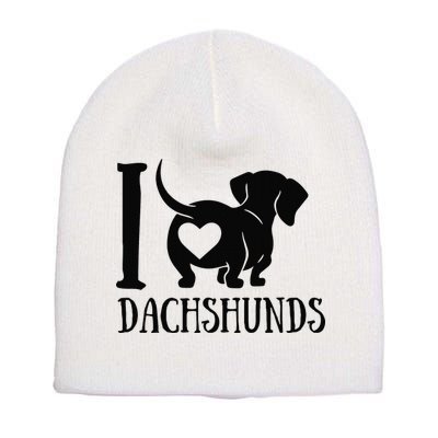 Dachshund Dad Mom Owner Lover Dog Paws Weiner I Love Dachs Short Acrylic Beanie