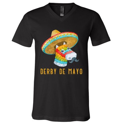 Derby de Mayo Kentucky Horse Race Mexico Pinata Mexican V-Neck T-Shirt