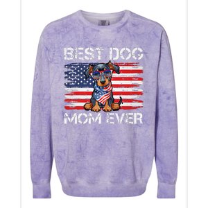 Doberman Dad Mom Dog Lover American Flag 4th Of July Colorblast Crewneck Sweatshirt