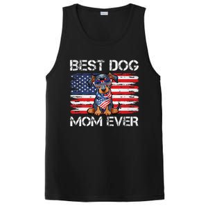 Doberman Dad Mom Dog Lover American Flag 4th Of July PosiCharge Competitor Tank