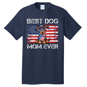 Doberman Dad Mom Dog Lover American Flag 4th Of July Tall T-Shirt