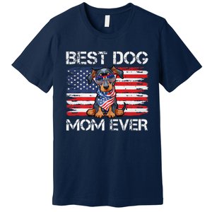 Doberman Dad Mom Dog Lover American Flag 4th Of July Premium T-Shirt