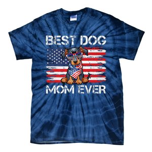 Doberman Dad Mom Dog Lover American Flag 4th Of July Tie-Dye T-Shirt