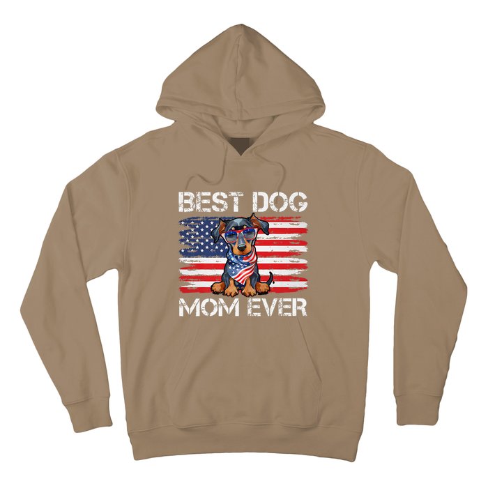 Doberman Dad Mom Dog Lover American Flag 4th Of July Hoodie