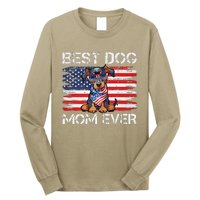 Doberman Dad Mom Dog Lover American Flag 4th Of July Long Sleeve Shirt