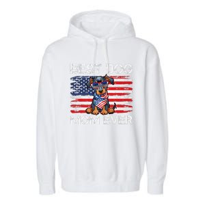 Doberman Dad Mom Dog Lover American Flag 4th Of July Garment-Dyed Fleece Hoodie