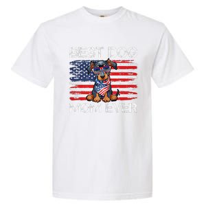 Doberman Dad Mom Dog Lover American Flag 4th Of July Garment-Dyed Heavyweight T-Shirt