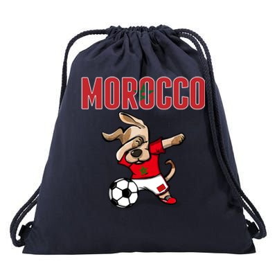 Dabbing Dog Morocco Soccer Fans Jersey Moroccan Football Funny Gift Drawstring Bag